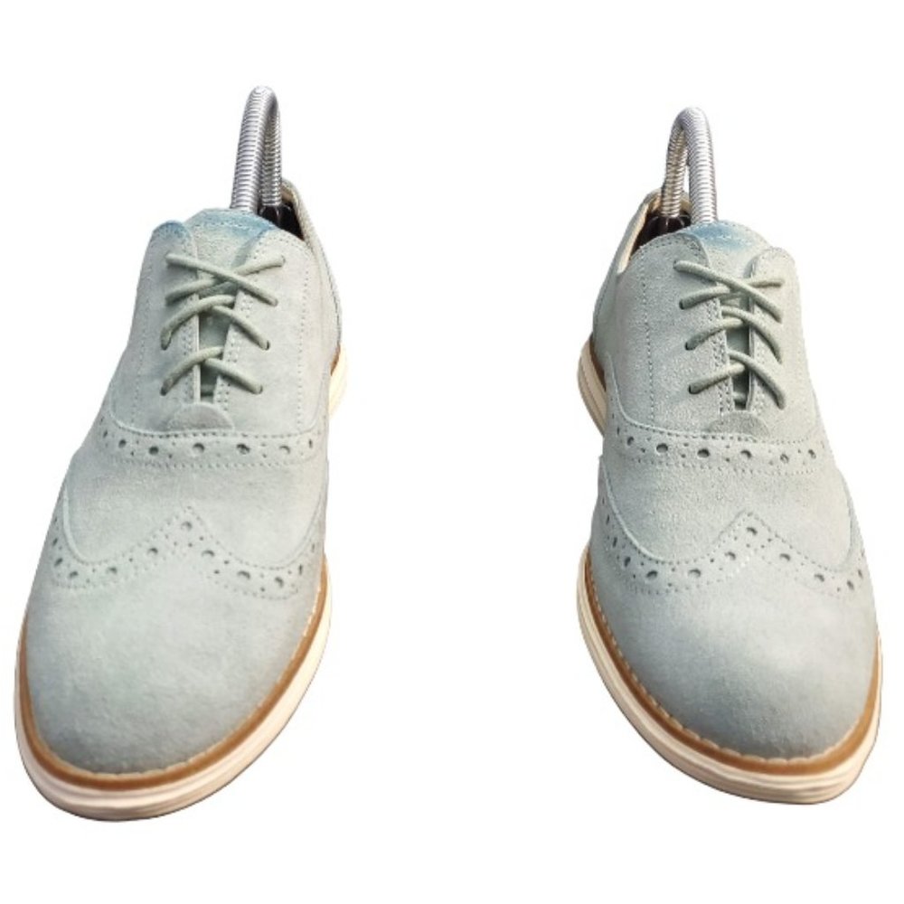 Cole Haan Suede Original Grand Oxford Wingtip Waterproof, 8.5, Seagreen